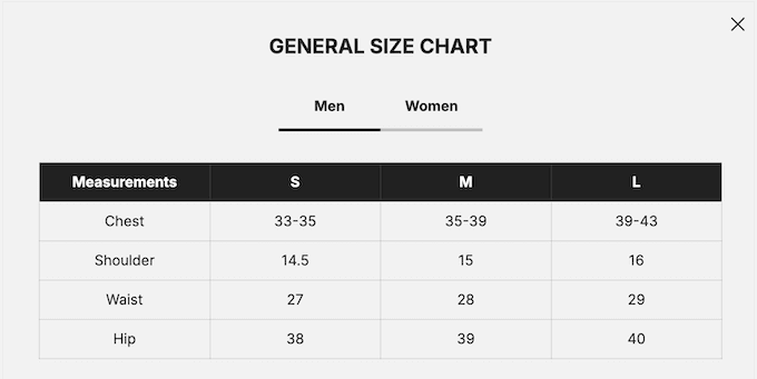 Boosting consumer trust by adding size charts to your WooCommerce store
