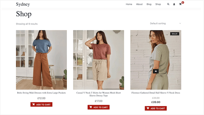 An example of a high-converting online store, created using Sydney 