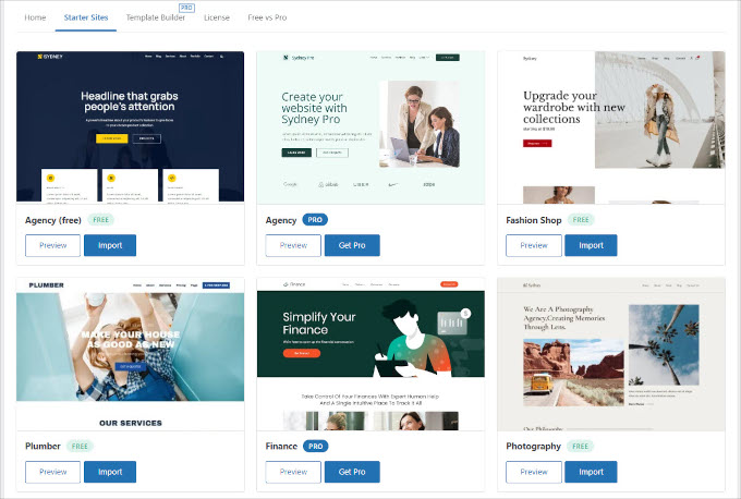 Przykładowe strony Sydney