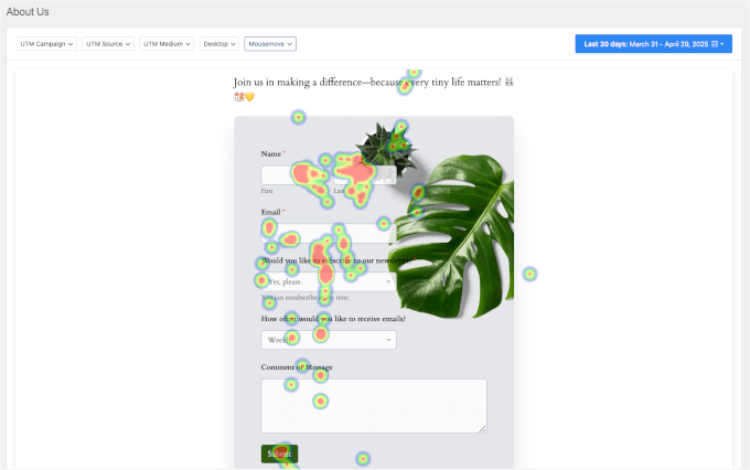 UserFeedback's heatmaps UserFeedback's heatmaps