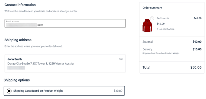Weight based shipping cost preview Weight based shipping cost preview