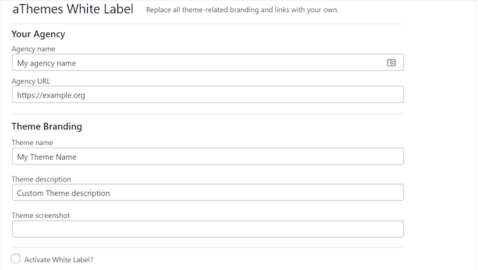 White labelling your WordPress theme 