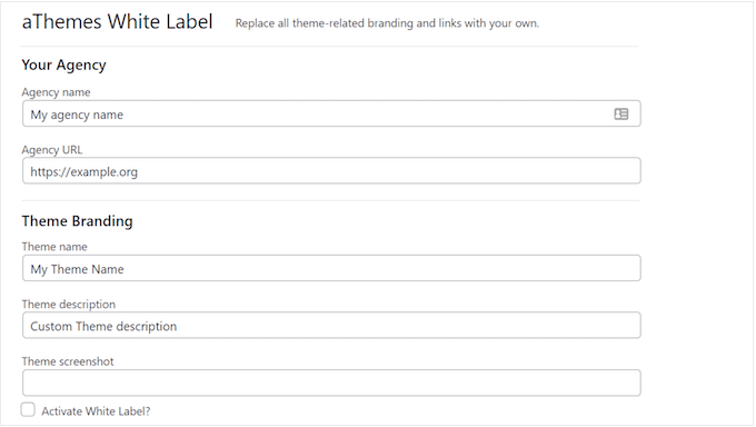 White labelling your WooCommerce theme 