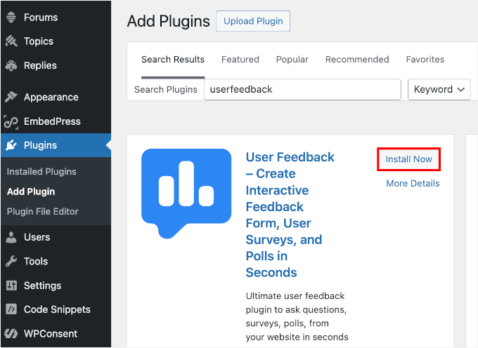 Installing UserFeedback plugin Installing UserFeedback plugin