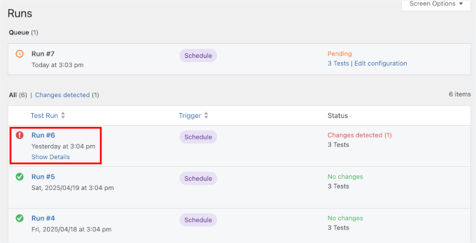 Show details in Runs Show details in Runs