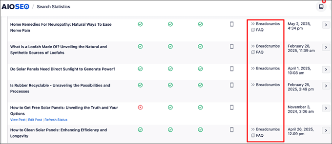 Rich results tracking