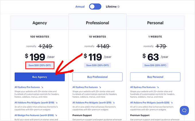 aThemes Pricing Plans