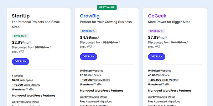 Choose a SiteGround plan