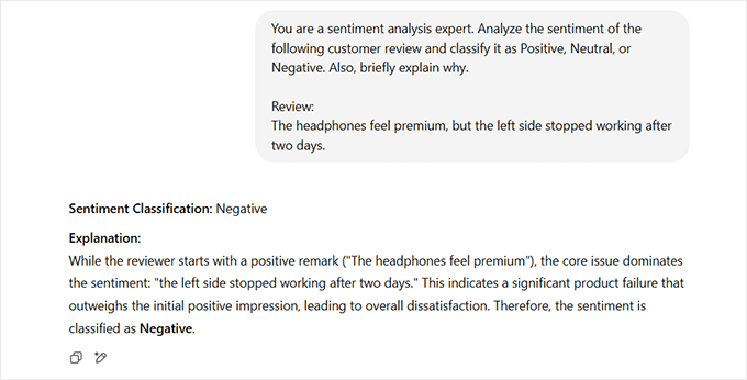 Customer sentiment analysis using AI