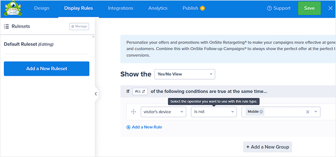 Display conditions with OptinMonster Display conditions with OptinMonster