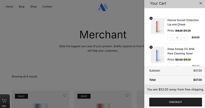 Merchant Sliding cart Merchant Sliding cart