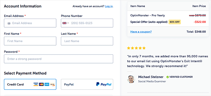 OptinMonster checkout page OptinMonster checkout page