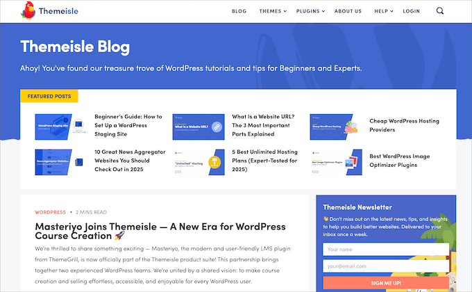 Página del blog de Themeisle