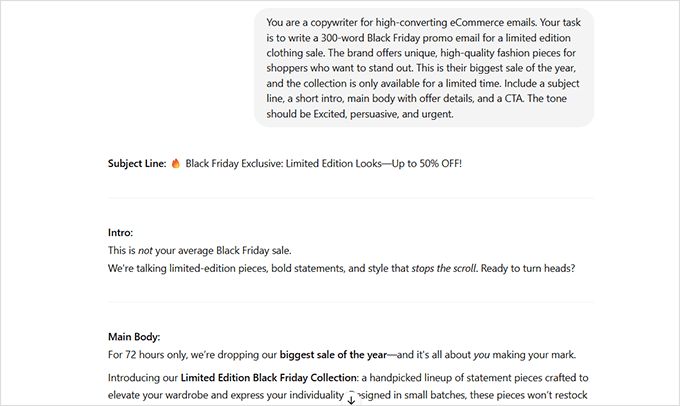 Writing marketing emails using AI