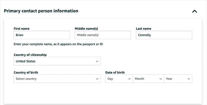 Aggiungi informazioni personali