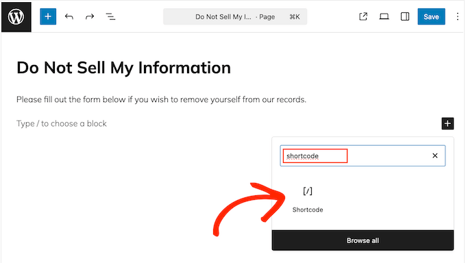 Adding a shortcode block to your WordPress website