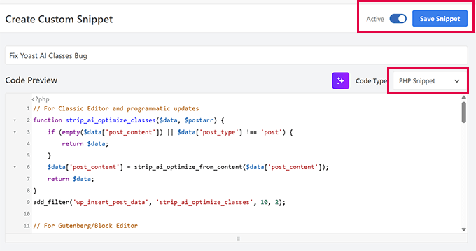 Agregando código para solucionar el error de optimización de IA de Yoast Agregando código para solucionar el error de optimización de IA de Yoast