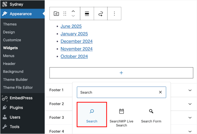 Adăugarea widget-ului de căutare