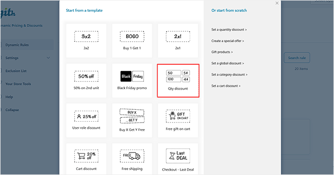 Välj mall för kvantitetsrabatt
