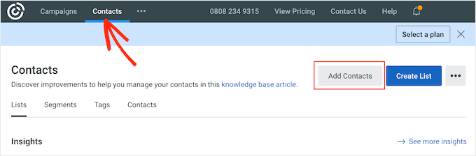 コンスタントコンタクトのダッシュボード