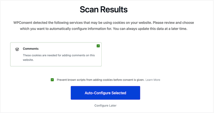 Scanning your WordPress website for cookies