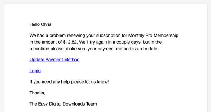 EDD 更新支払い方法メール