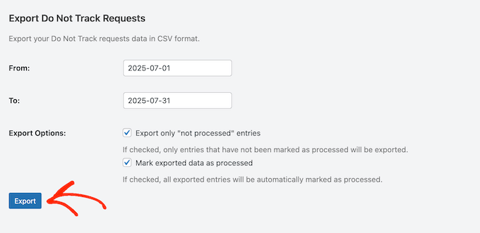 Exporting your compliance log as a spreadsheet