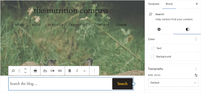 Personalizarea blocului de căutare