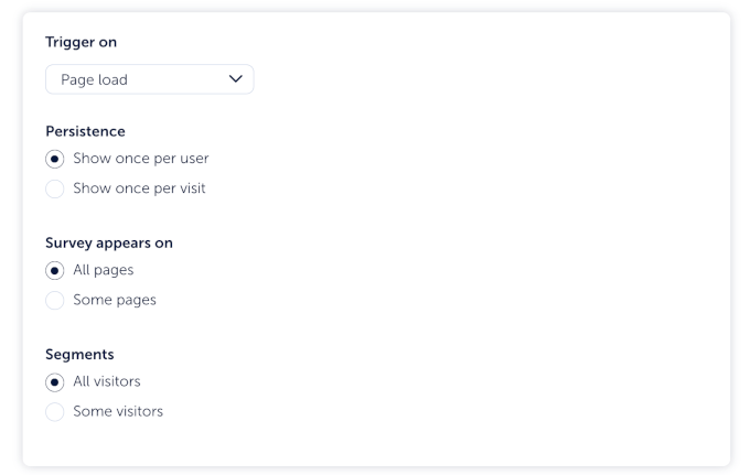 Mouseflow's feedback triggers Mouseflow's feedback triggers