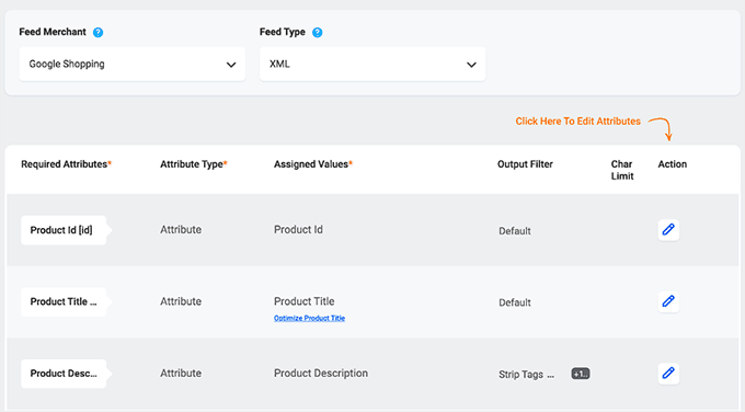 Product Feed Manager user interface