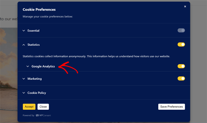 カテゴリ別にクッキーを選択