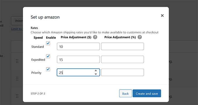 Imposta le tariffe di spedizione per i metodi di spedizione Amazon