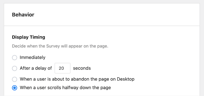 Setting up UserFeedback's display timing Setting up UserFeedback's display timing