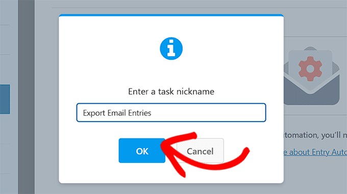 Add a name for your automation task in WPForms