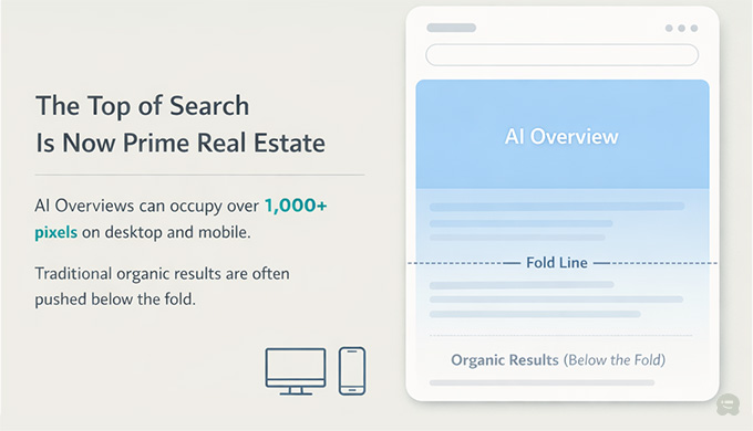 AI Overviews occupy 1000 pixels on desktop and mobile