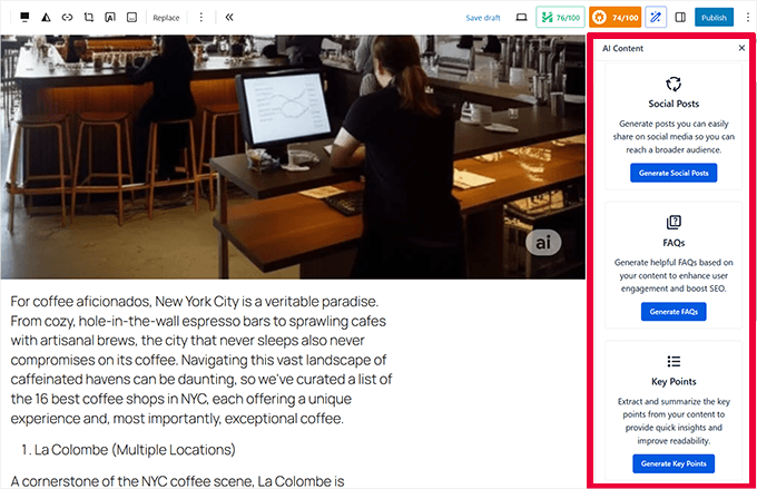 AIOSEO KI-Inhaltsgenerator