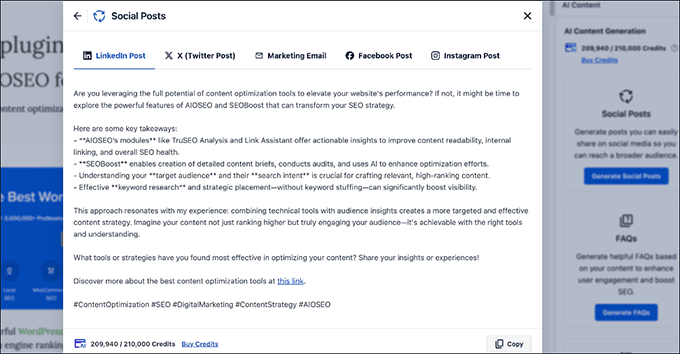 Generieren Sie ganz einfach Social-Media-Posts in WordPress mit KI