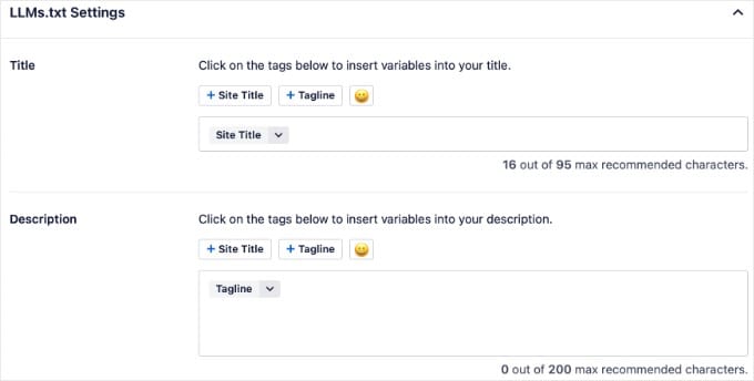 Impostazioni LLMs.txt in AIOSEO