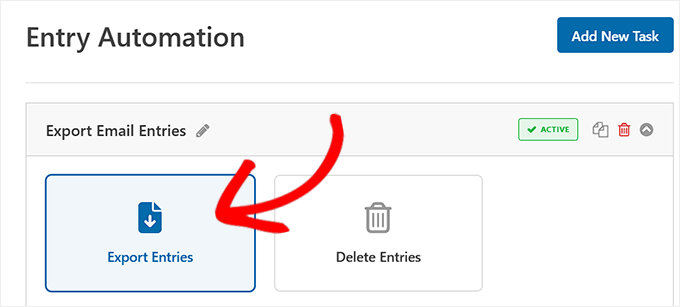 Choose the Export Entries option in WPForms