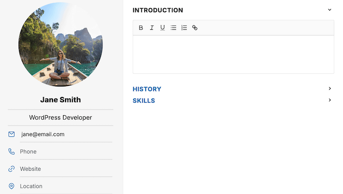 Adding your phone number, email address, and more to your online resume