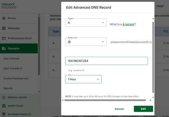 Replacing A record value