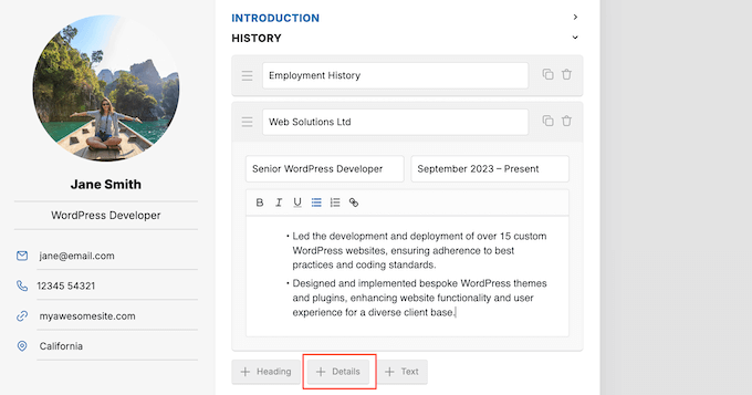 Adding a resume to your WordPress blog or website
