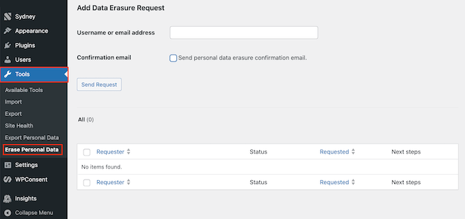 How to allow users to request for you to delete their personal data