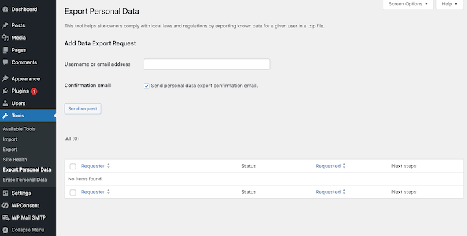 WordPressの組み込みツールを使用してユーザーデータをエクスポートまたは削除する方法