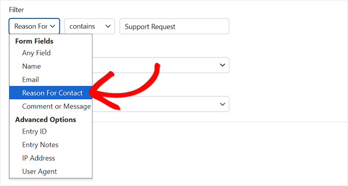 Filter form entries based on different conditions in WPForms