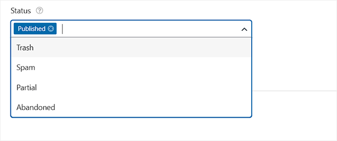 Filter form entries based on publication status in WPForms