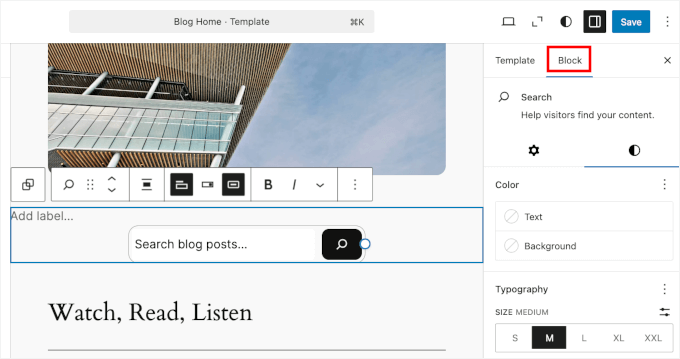 Customizing the Search block in FSE Customizing the Search block in FSE