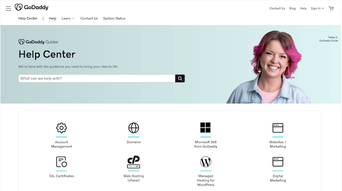 GoDaddy's online help center
