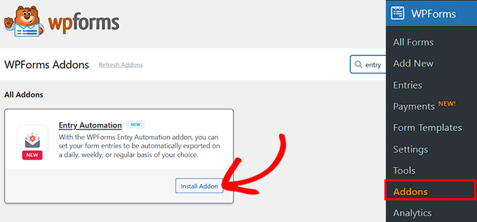 Install and activate the Entry Automation addon