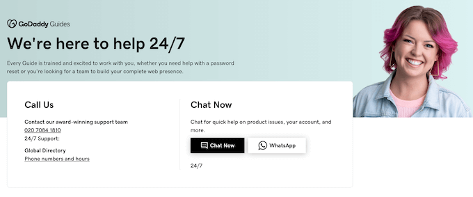 GoDaddy's support portal 